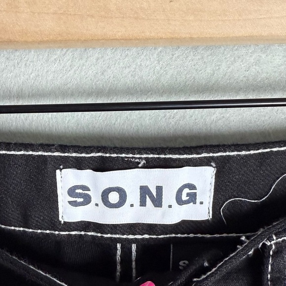 S.O.N.G. Women’s High Rise Carpenter 90’s Boyfriend Cut Pants Black size 7/28 - Picture 8 of 12